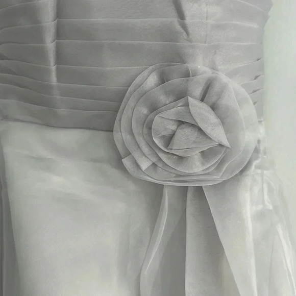 Silver Chiffon Mini Party Dress - Picture 5 of 8